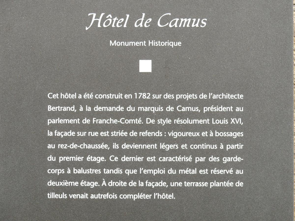 Besançon - Hôtel de Camus - Panneau d'information 