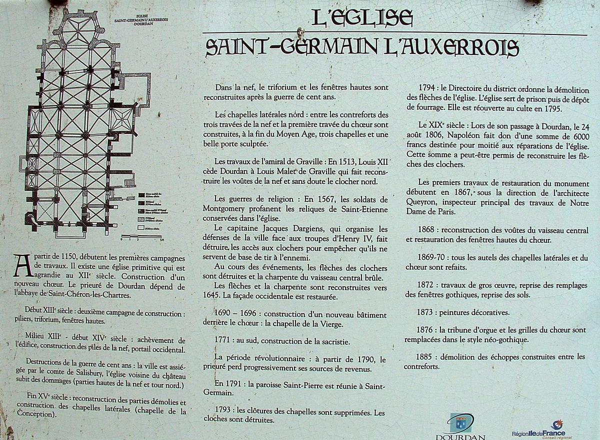 Dourdan - Eglise Saint-Germain-l'Auxerrois - Panneau d'information 