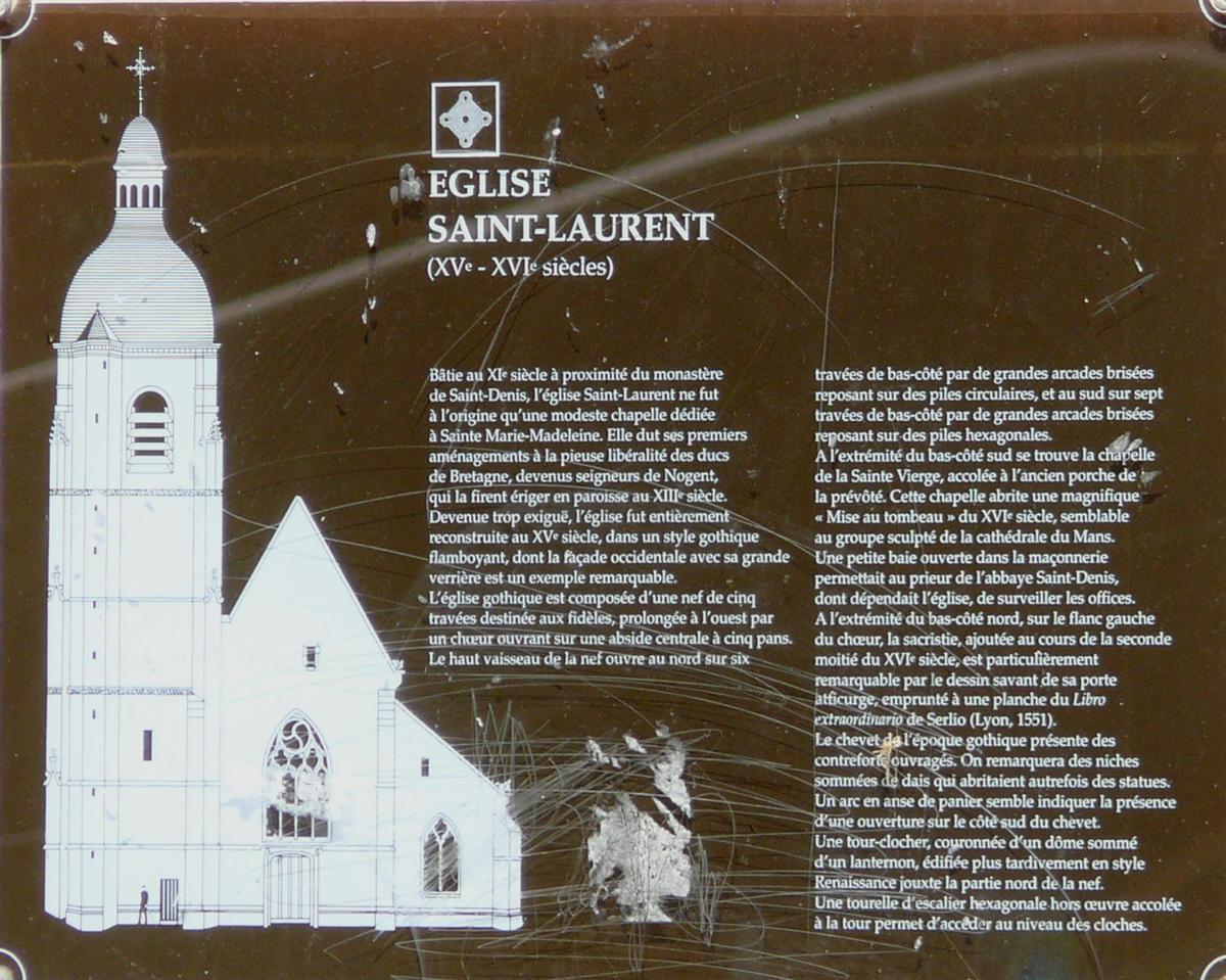 Nogent-le-Rotrou - Eglise Saint-Laurent - Panneau d'information 