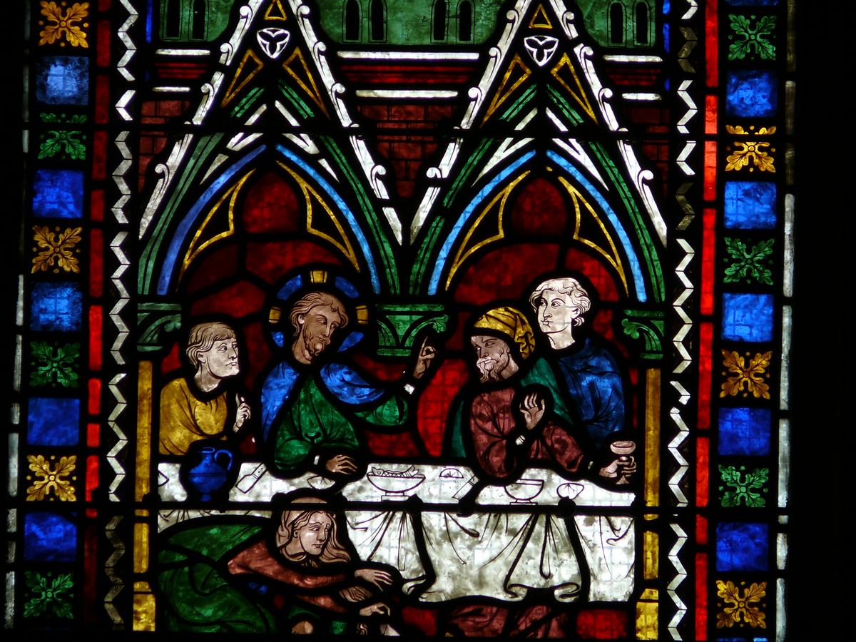 Evreux - Cathédrale Notre-Dame - Nef: vitrail représentant la Sainte Cène 