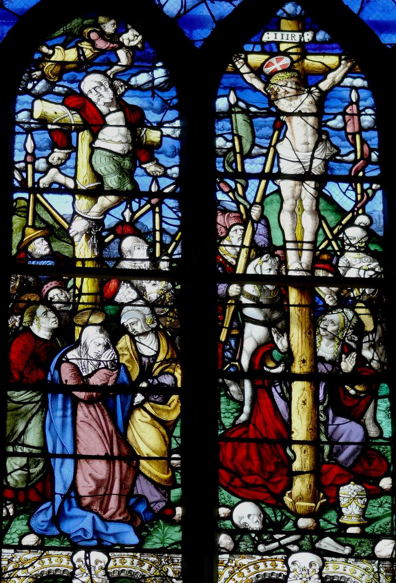 Fiche média no. 124415 La Roche-Maurice - Eglise Saint-Yves et enclos paroissial - Maîtresse-vitre de la Passion réalisée par l'atelier quimpérois Le Sodec en 1539 grâce au mécénat des Rohan - Détail