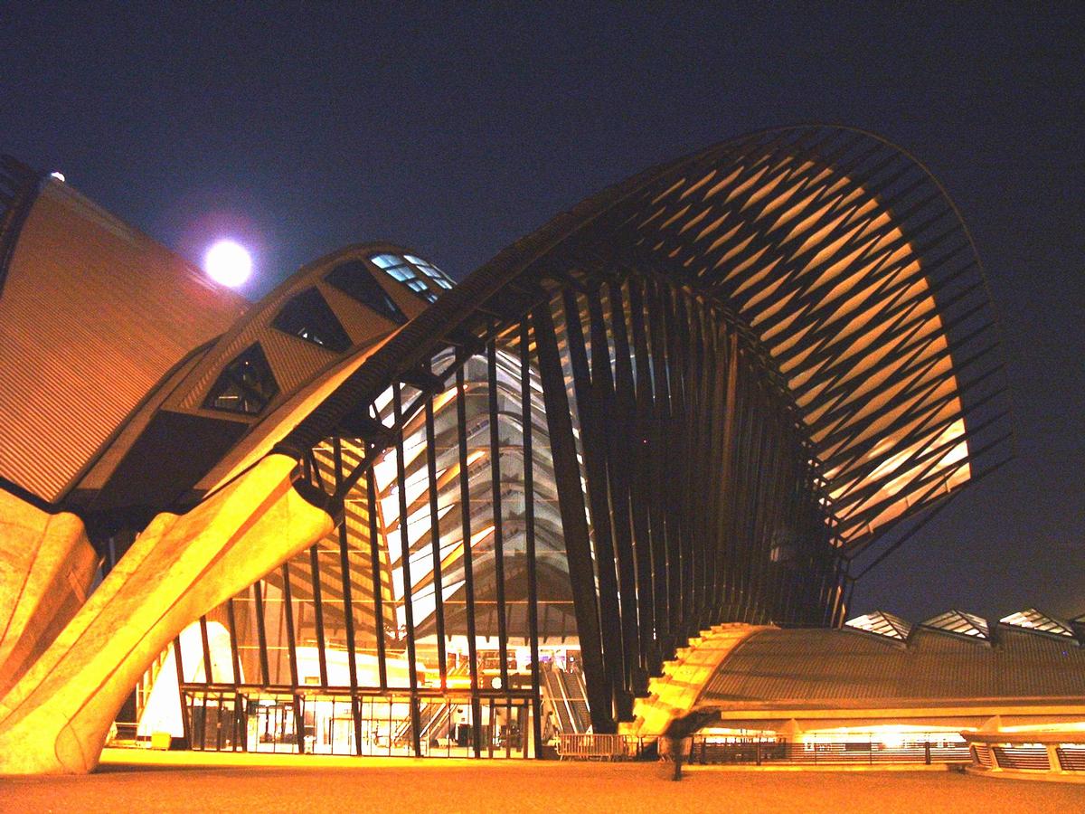 Gare de Lyon-Saint-Exupéry - Vue la nuit 
