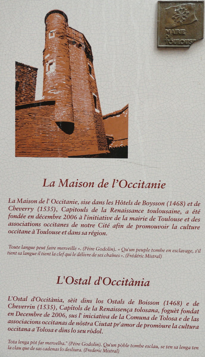 Toulouse - Maison de l'Occitanie, Ostal d'Occitania - Panneau d'information 