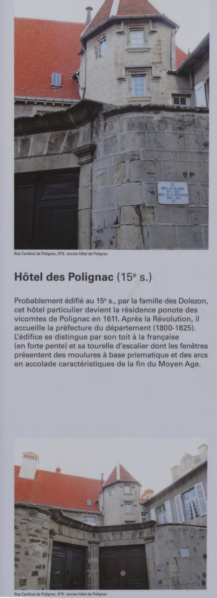 Le Puy-en-Velay - Hôtel de Polignac, 8 rue Cardinal-de-Polignac - Panneau d'information 