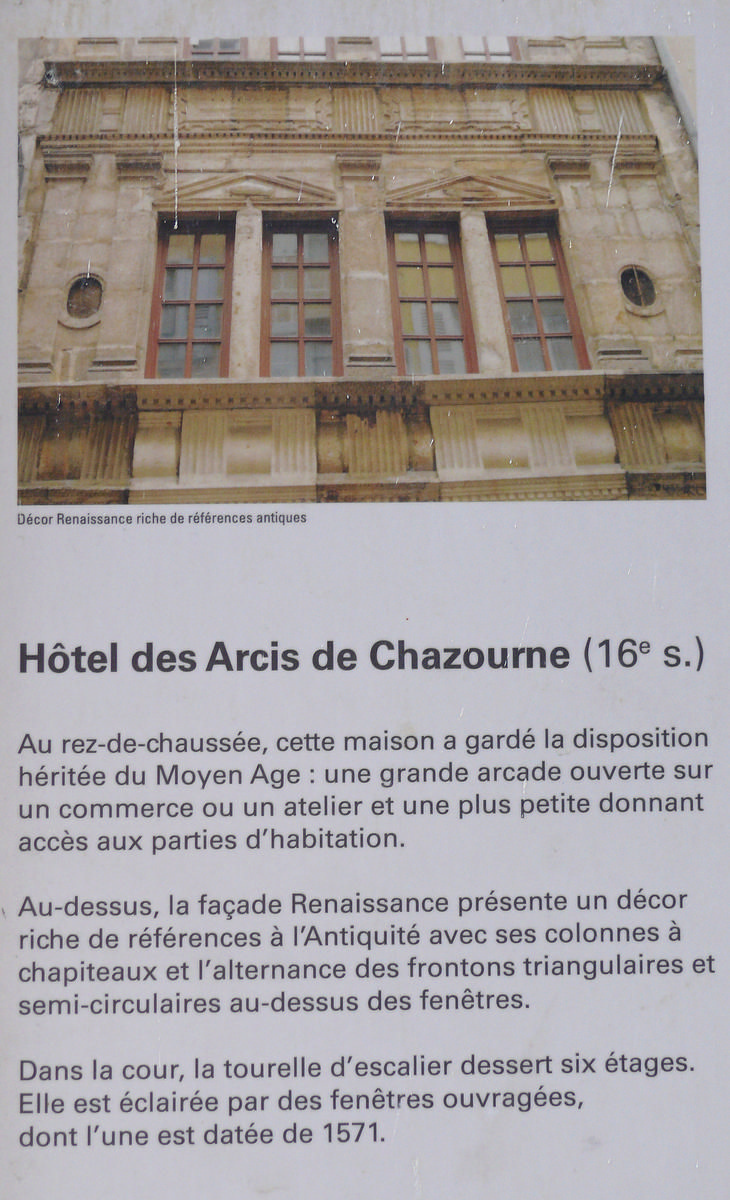 Le Puy-en-Velay - Hotel des Arcis de Chazourne, rue Courrerie - Panneau d'information 