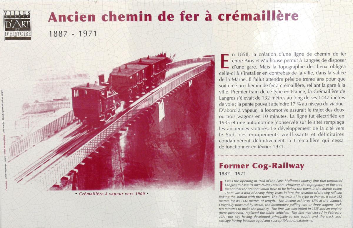 Viaduc de chemin de fer à crémaillère de Langres - Panneau d'information 