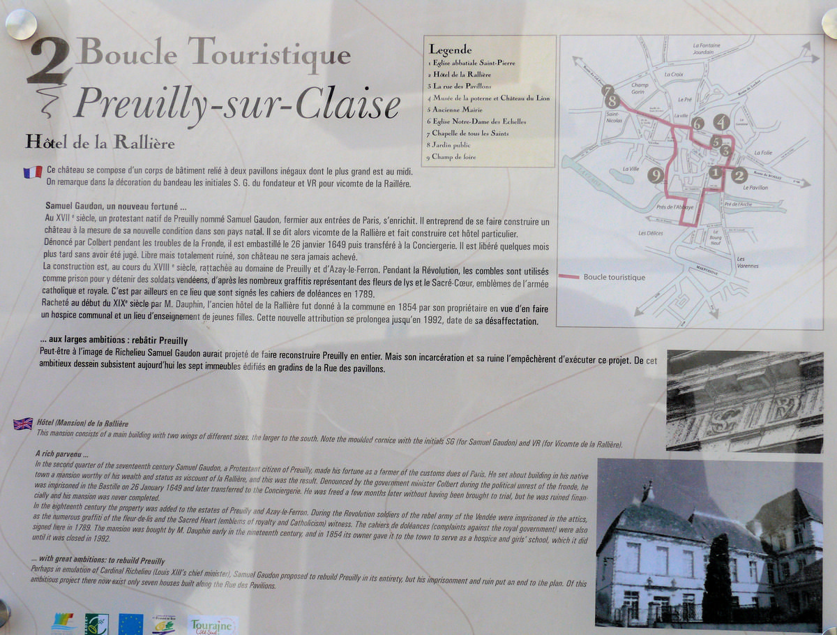 Preuilly-sur-Claise - Hôtel de La Rallière - Panneau d'information 