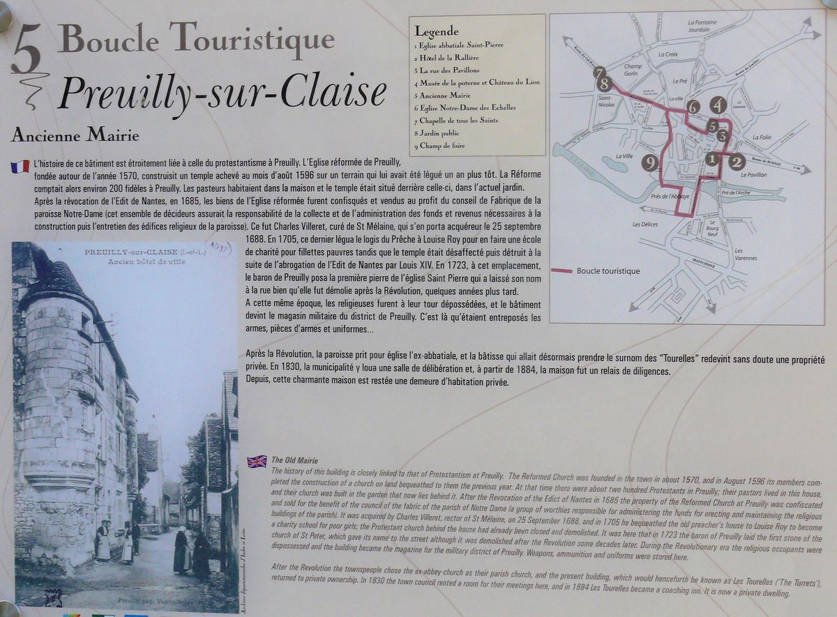 Preuilly-sur-Claise - Ancienne mairie - Panneau d'information 