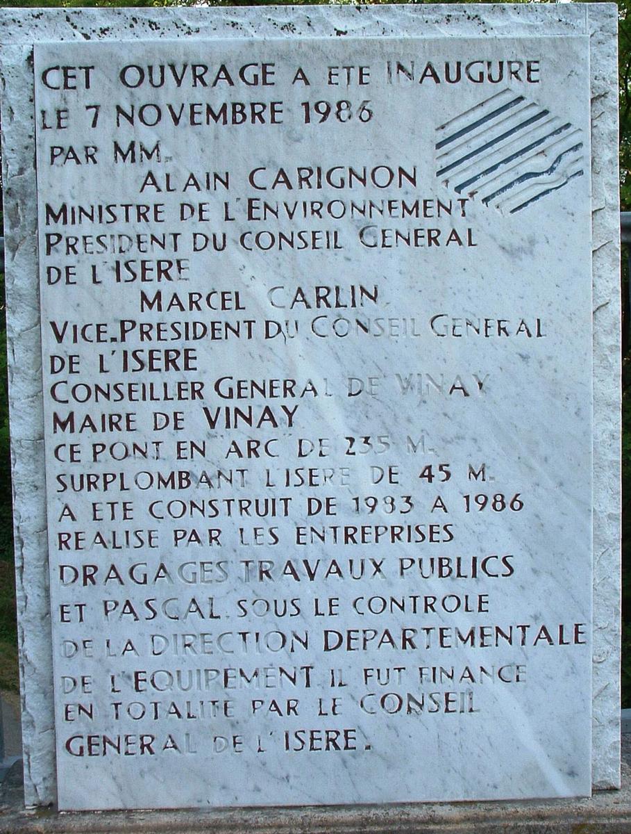Vinay - Pont de Trellins - Plaque commémorative 