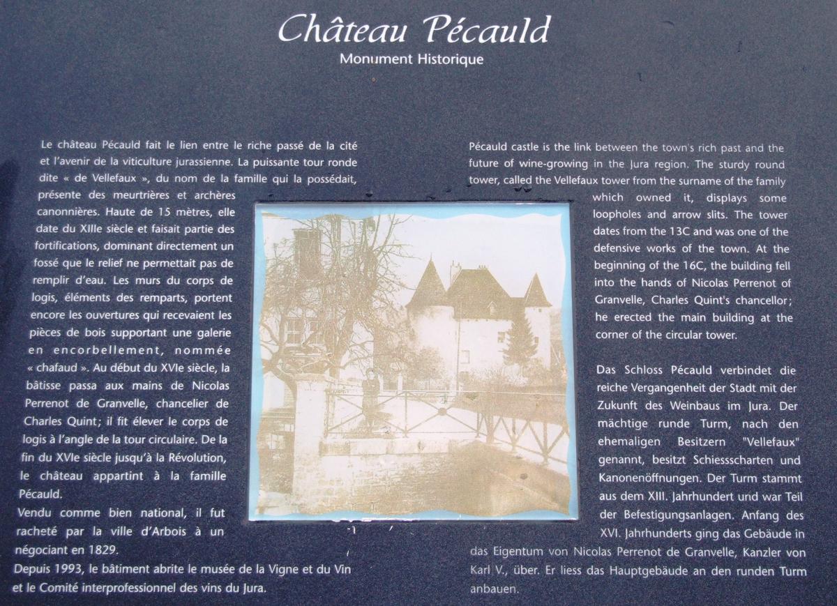 Arbois - Château Pécauld - Panneau d'information 