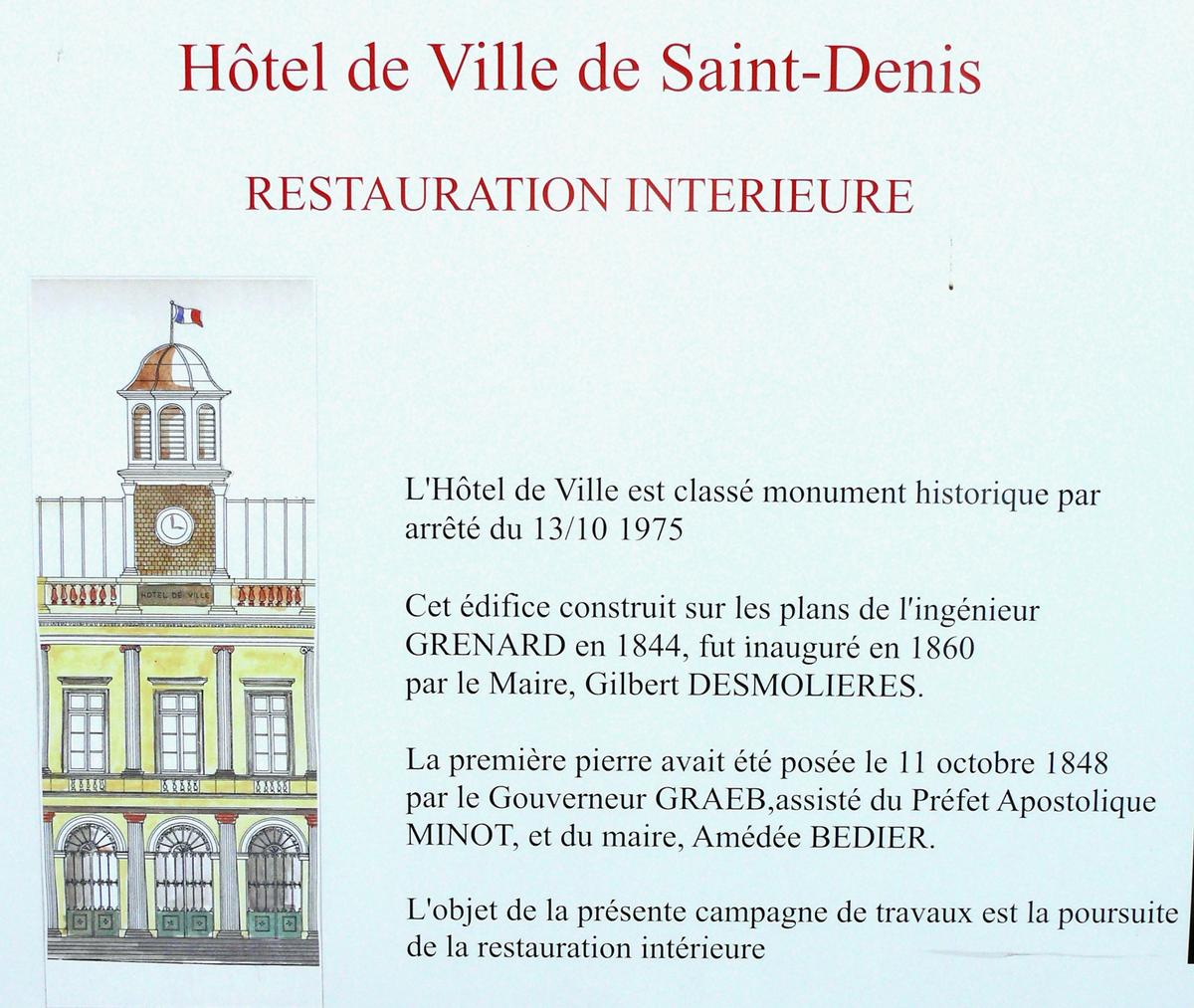 Saint-Denis - Ancien hôtel de ville - Panneau d'information 
