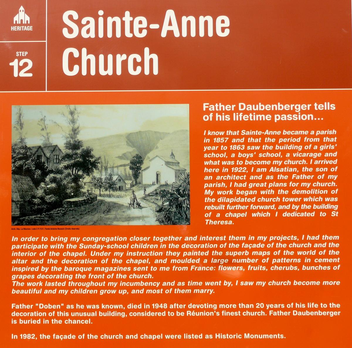 La Réunion - Saint-Benoît - Sainte-Anne - Panneau d'information en anglais 