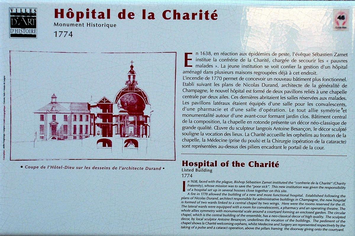Langres - Hôpital de la Charité - Panneau d'information 