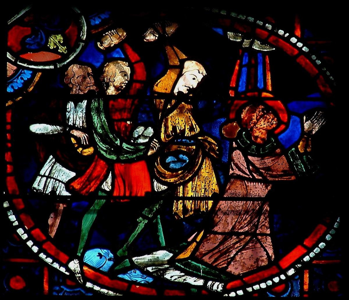 Cathédrale de Laon Choeur - Lancette de droite: la vie de saint Etienne - Lapidation de saint Etienne