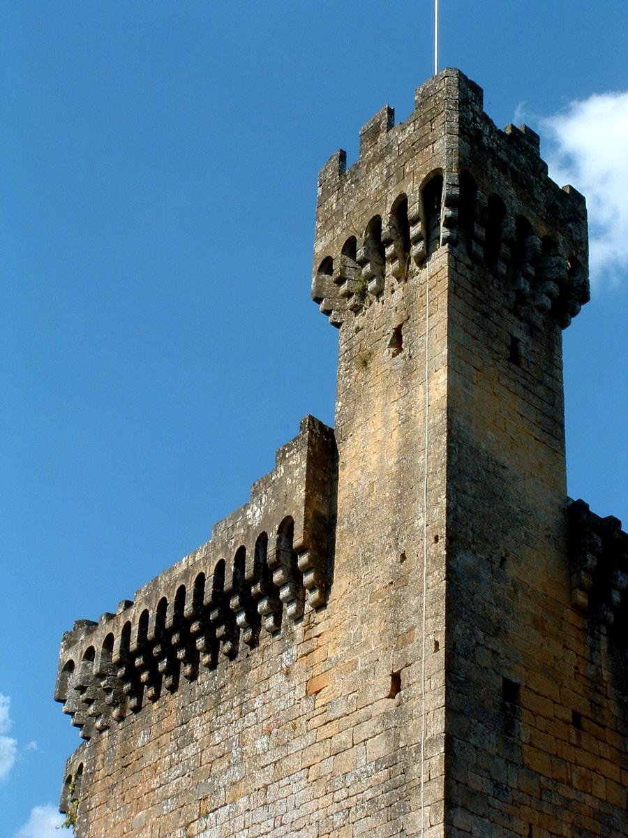 Castrum de Commarque - Château de la famille de Beynac - Donjon gothique - Mâchicoulis à arcatures 