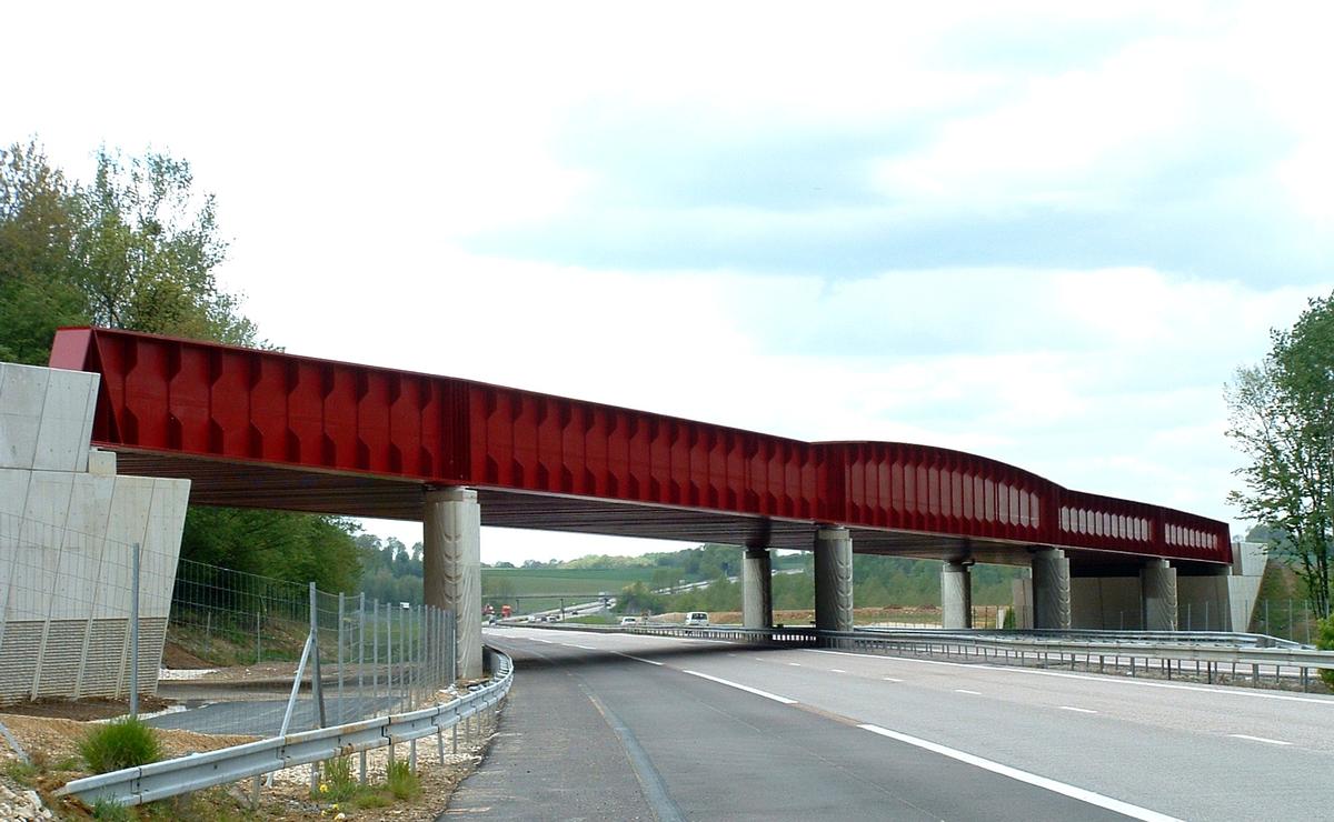 Fiche média no. 30921 LGV Est Européenne - Lot 13 - Viaduc de l'Orxois - Franchissement de l'autoroute A4 près de Château-Thierry - Tablier à poutres latérales vu côté Est
