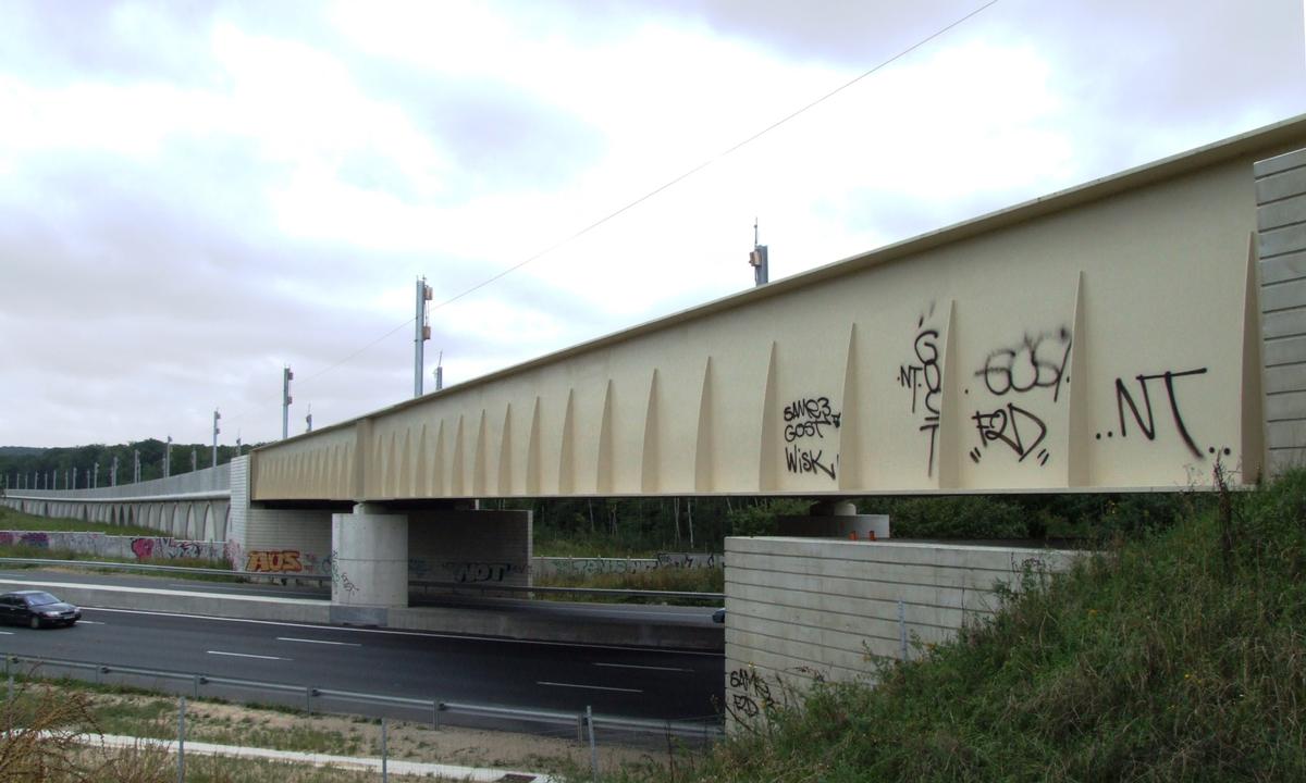 LGV Est-Européenne - Viaduc de franchissement de l'A104 (Francilienne) à Pomponne et l'estacade 