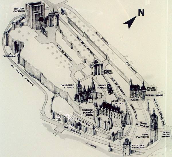 Plan de la cité royale médiévale et de la vielle ville, Loches 