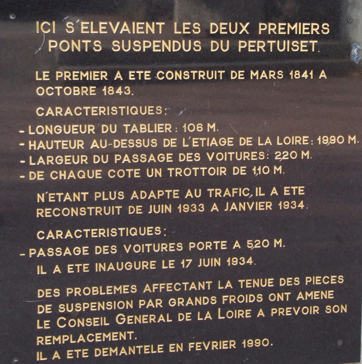 Pont du Pertuiset (1934) - Plaque commémorative 
