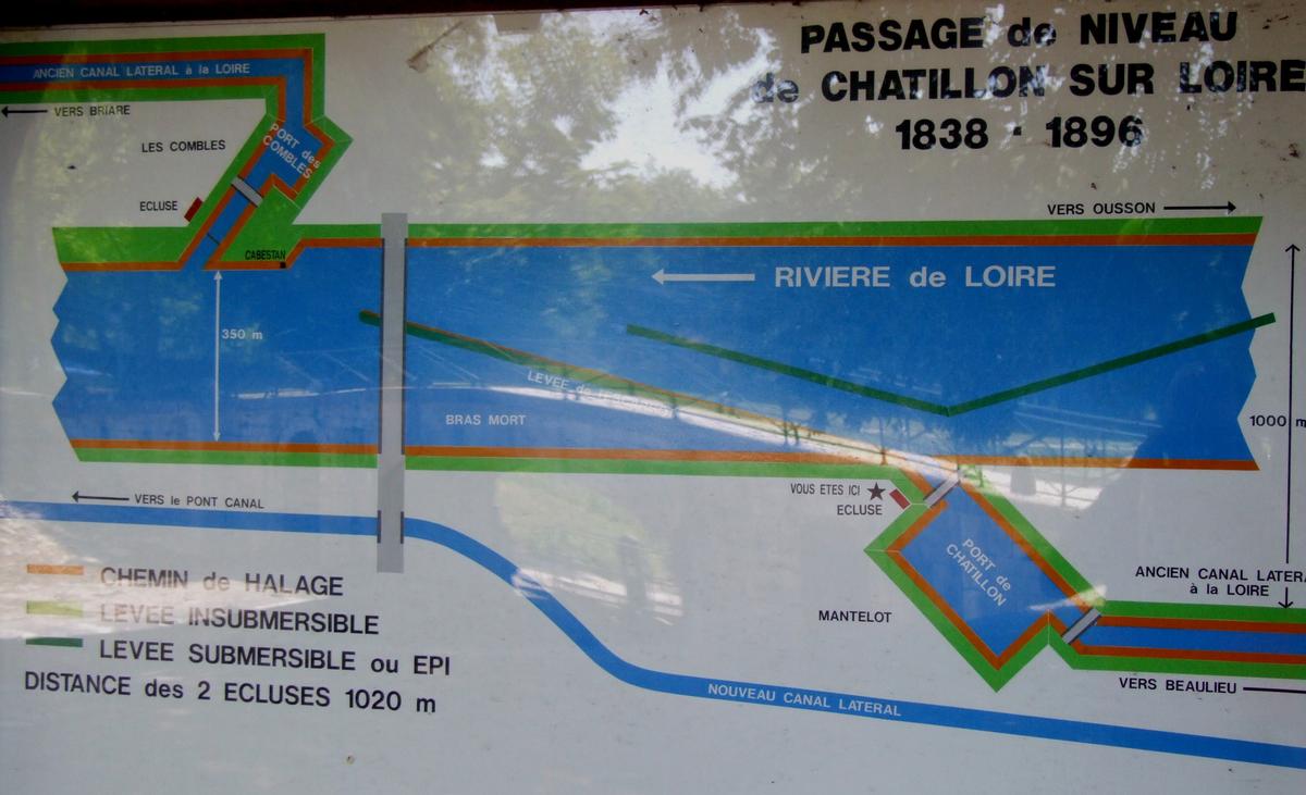 Canal latéral à la Loire - Châtillon-sur-Loire - Ancien tracé, passage de la Loire - Panneau d'information 