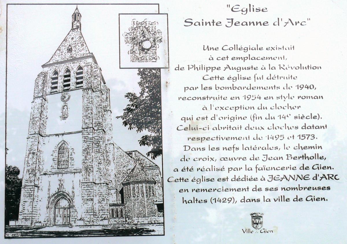 Gien - Eglise Sainte-Jeanne-d'Arc - Panneau d'information 