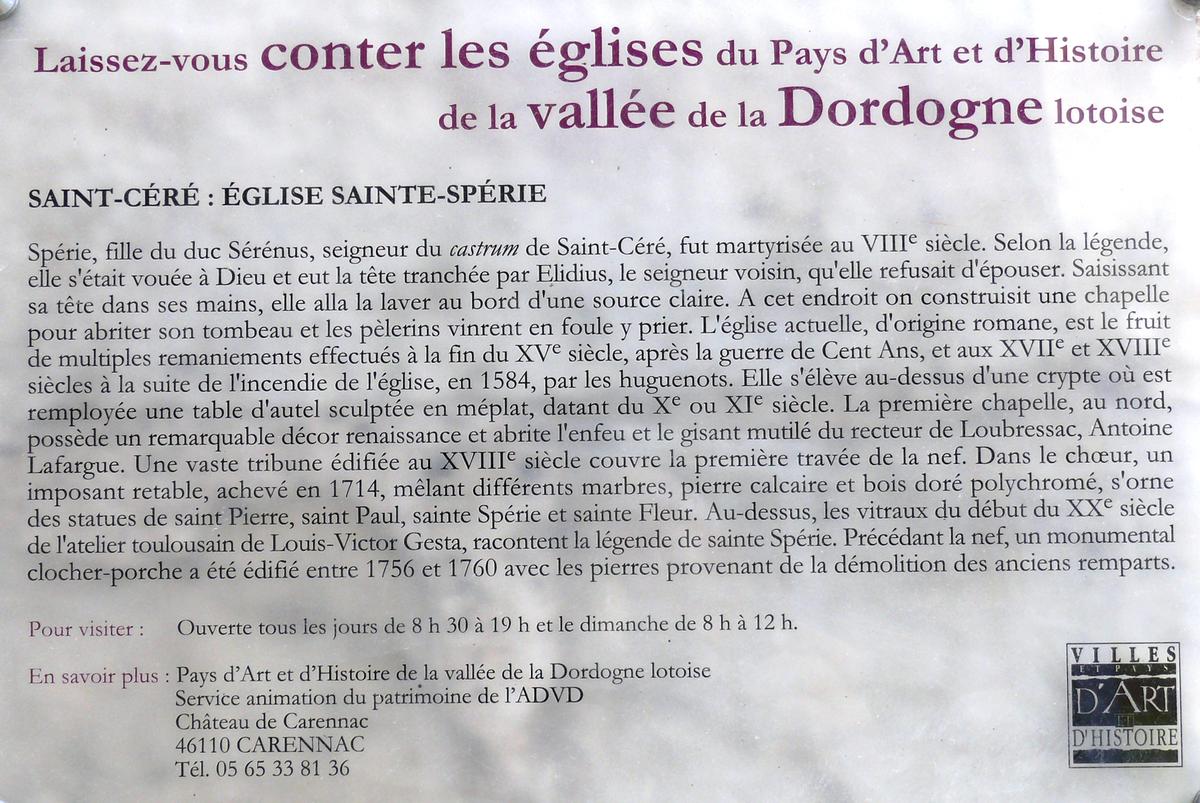 Saint-Céré - Eglise Sainte-Spérie - Panneau d'information 