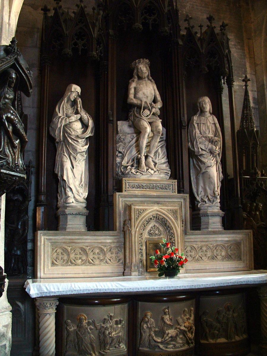 Louviers - Eglise Notre-Dame - Statues du 15ème siècle: Christ dans l'attente, la Vierge et Saint Jean 