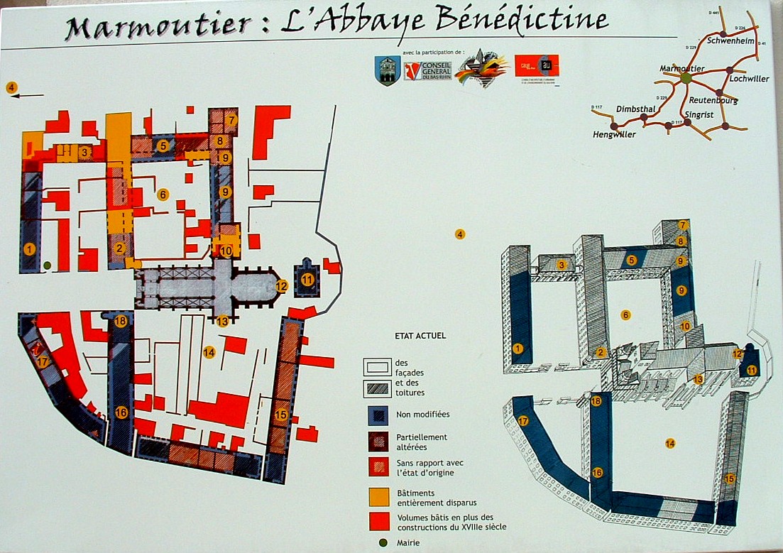 Eglise Saint-Etienne (Ancienne abbatiale Saint-Martin), Marmoutier
Plan de l'abbaye Eglise Saint-Etienne (Ancienne abbatiale Saint-Martin), Marmoutier 
Plan de l'abbaye
