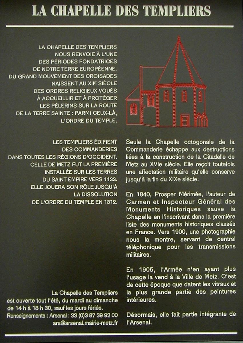 Metz - Chapelle des Templiers - Panneau d'information 