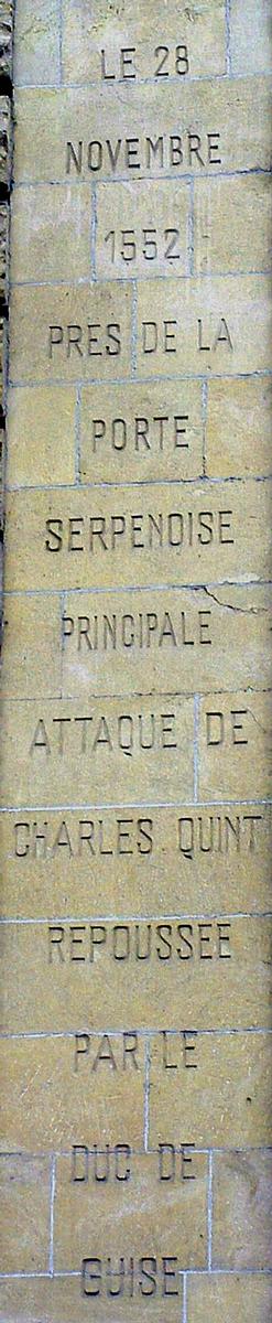 Metz - Porte Serpenoise - Inscription - 1552 