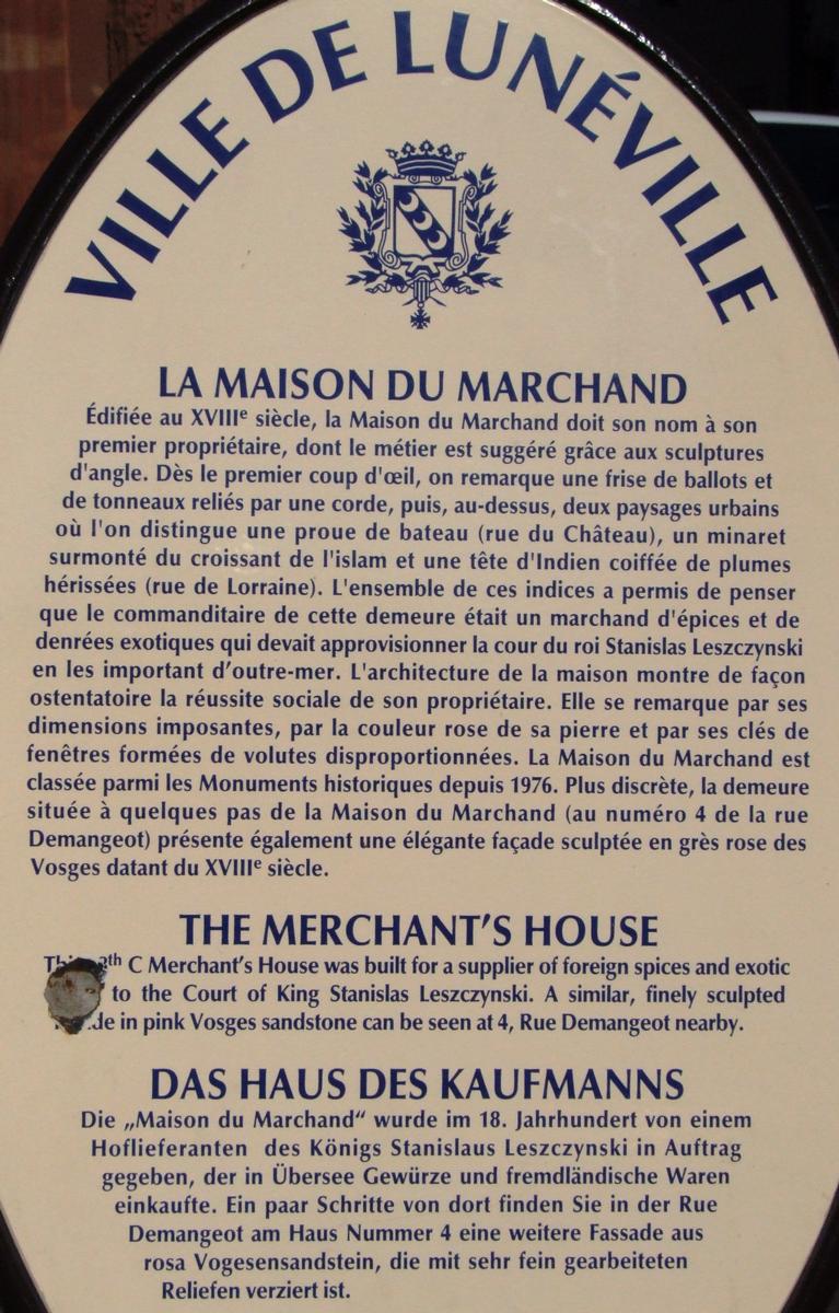 Lunéville - Maison du Marchand - Panneau d'information 