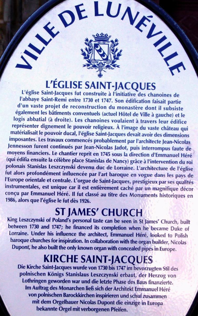 Lunéville - Eglise Saint-Jacques - Panneau d'information 
