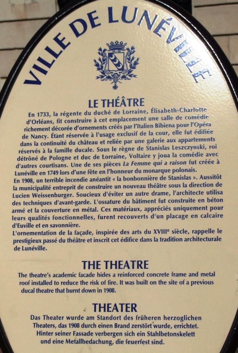 Théâtre de Lunéville - Panneau d'information 