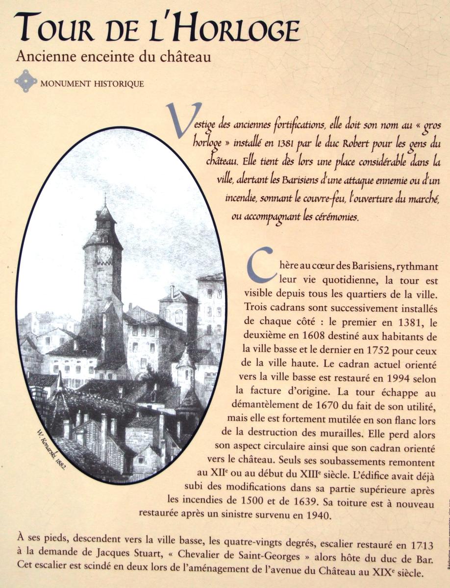 Bar-le-Duc - Tour de l'Horloge - Panneau d'information 