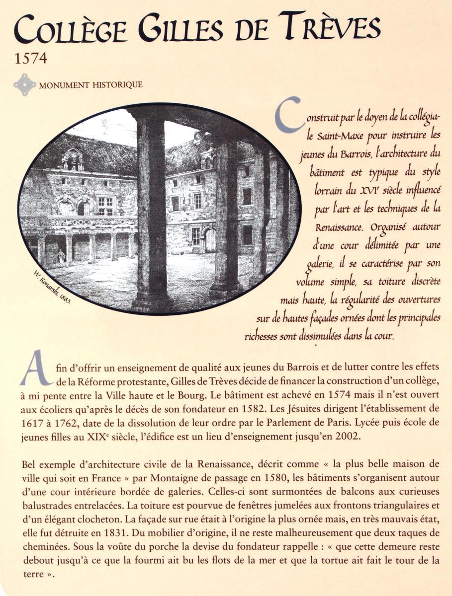 Bar-le-Duc - Collège Gilles de Trèves - Panneau d'information 