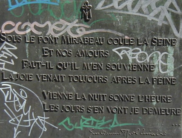 Pont Mirabeau in Paris.Poem by Apolinaire 
