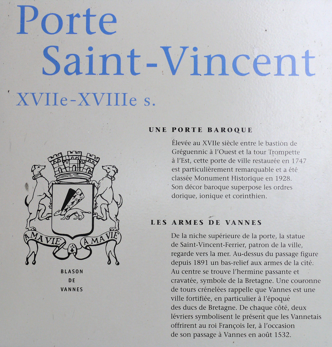 Vannes - Porte Saint-Vincent - Panneau d'information 