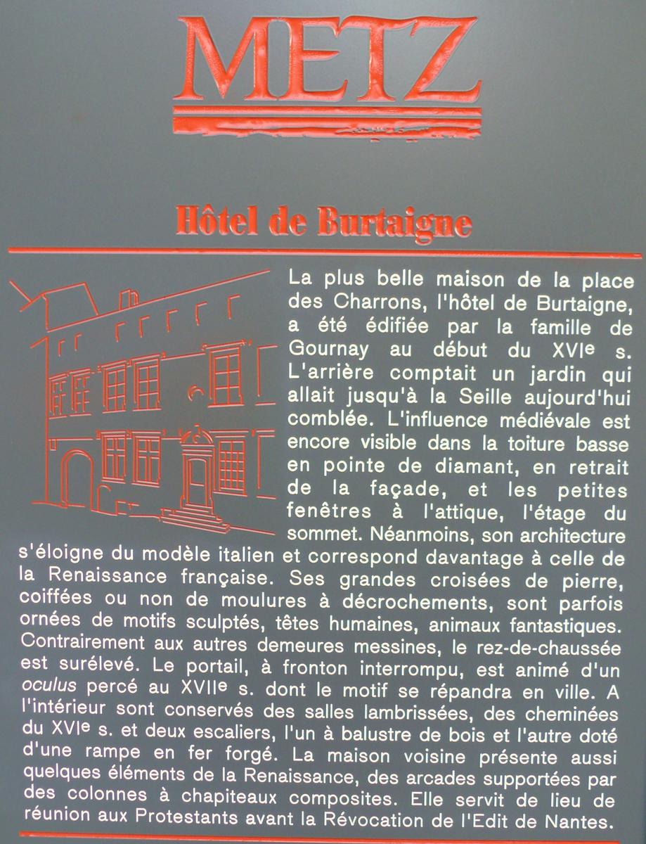 Metz - Hôtel de Burtaigne - Panneau d'information 