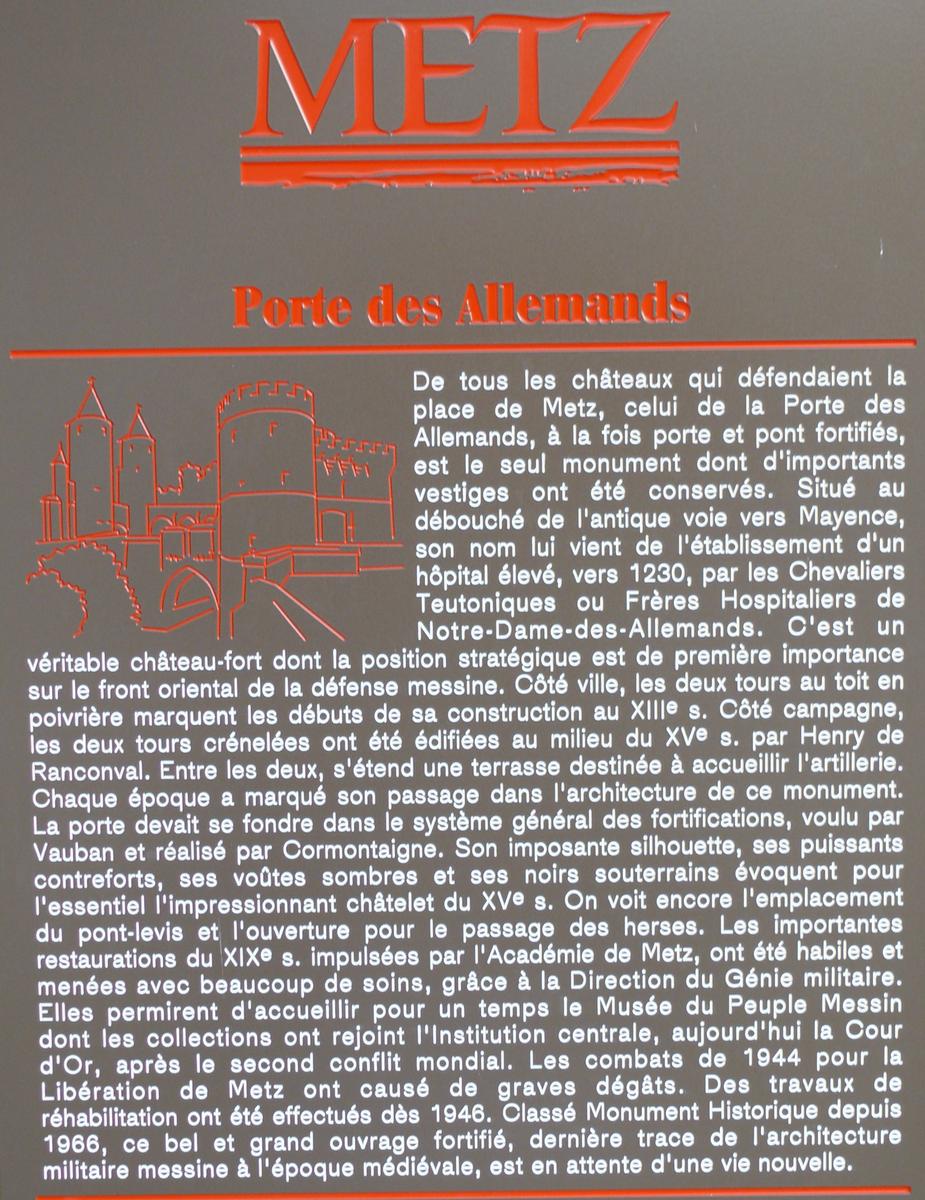 Metz - Remparts médiévaux - Porte des Allemands - Panneau d'information 