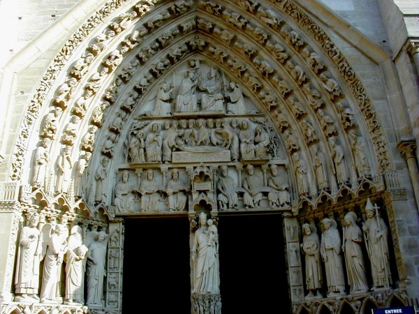 Notre Dame de Paris.Western façade: Portal of the Virgin 