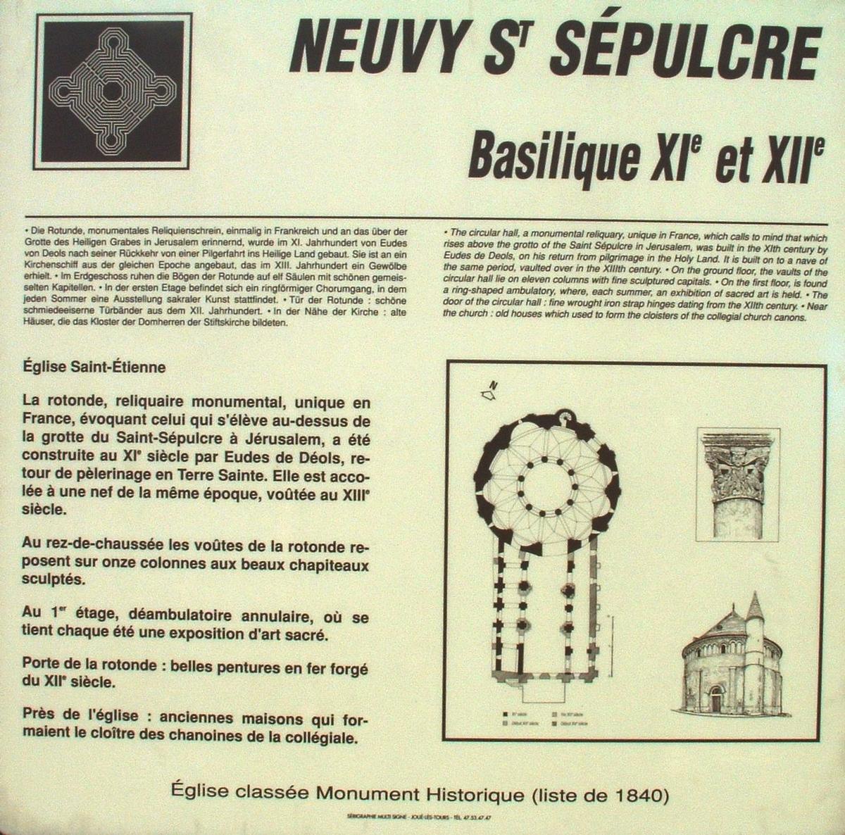Neuvy-Saint-Sépulchre - Basilique Saint-Etienne - Panneau d'information 