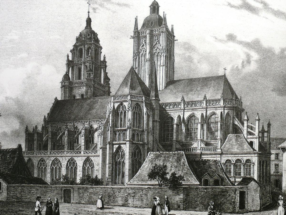 Argentan - Eglise Saint-Germain - Gravure de l'église au 19ème siècle 