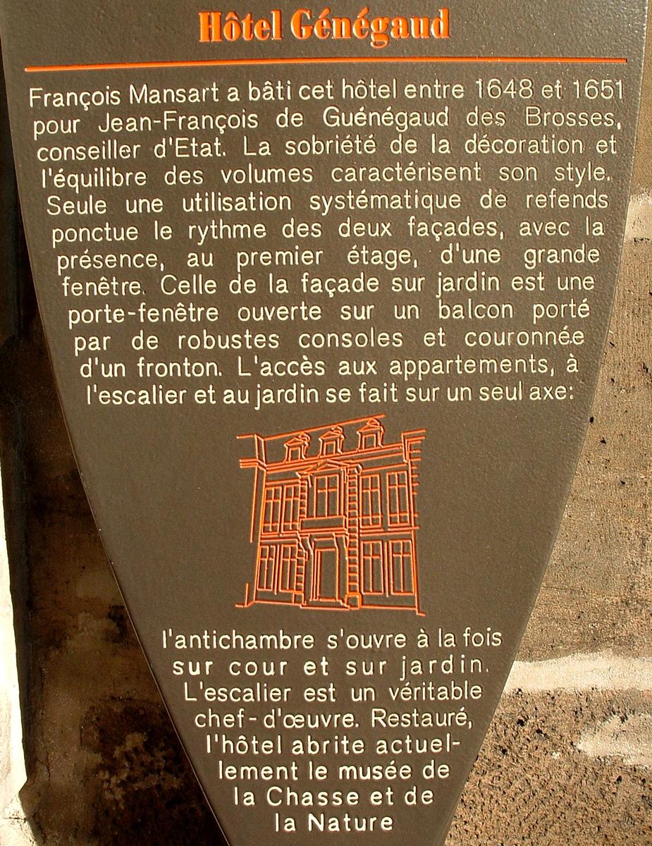 Paris - Hôtel Guénégaud - Musée de la chasse et de la nature - Panneau d'information 