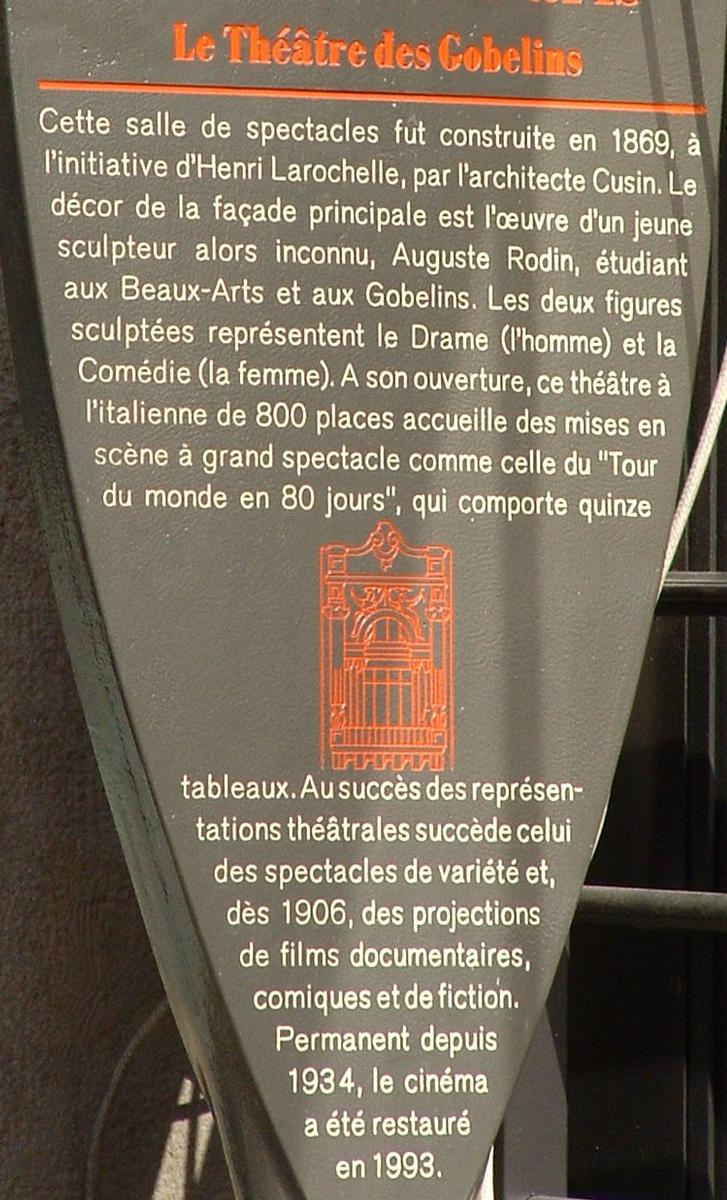Paris - Théâtre des Gobelins - Panneau d'information 