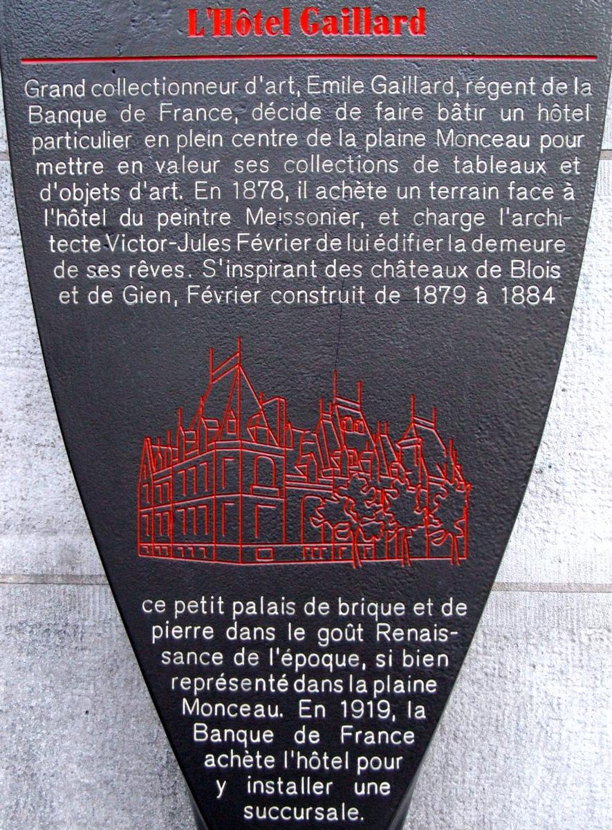 Paris 17ème arrondissement - Hôtel Gaillard (Banque de France) - Panneau d'information Paris 17 ème arrondissement - Hôtel Gaillard (Banque de France) - Panneau d'information