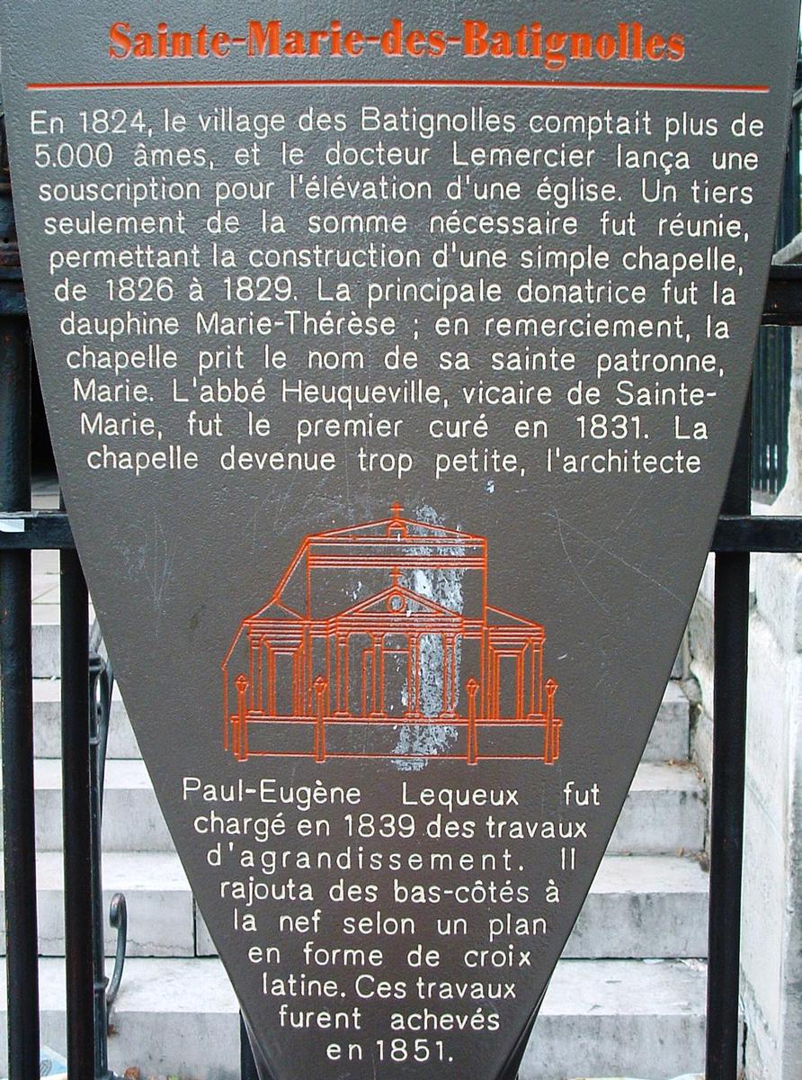 Paris - Eglise Sainte-Marie-des-Batignolles - Panneau d'information 