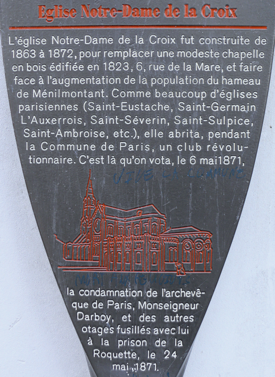 Paris 20ème arrondissement - Eglise Notre-Dame de la Croix - Panneau d'information Paris 20 ème arrondissement - Eglise Notre-Dame de la Croix - Panneau d'information
