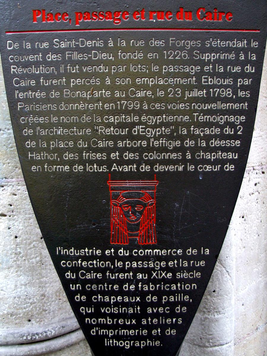 Paris - 2 place du Caire & passage du CaireInformation plaque 