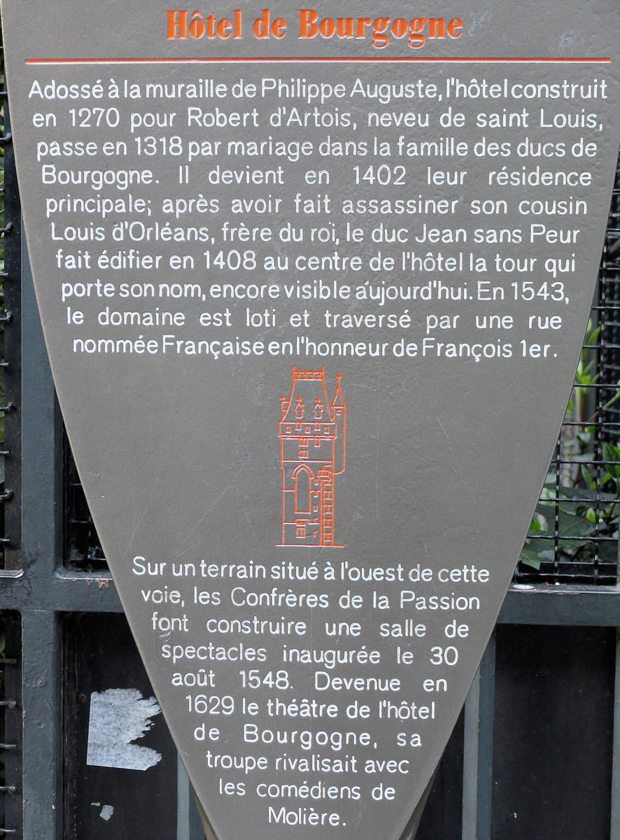 Paris 2ème arrondissement - Tour Jean-sans-Peur - Panneau d'information 