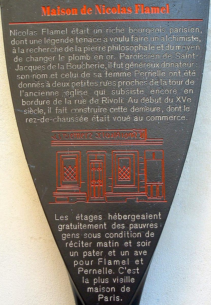 House of Nicolas Flamel, 51, rue de Montmorency, ParisInformationstafel 